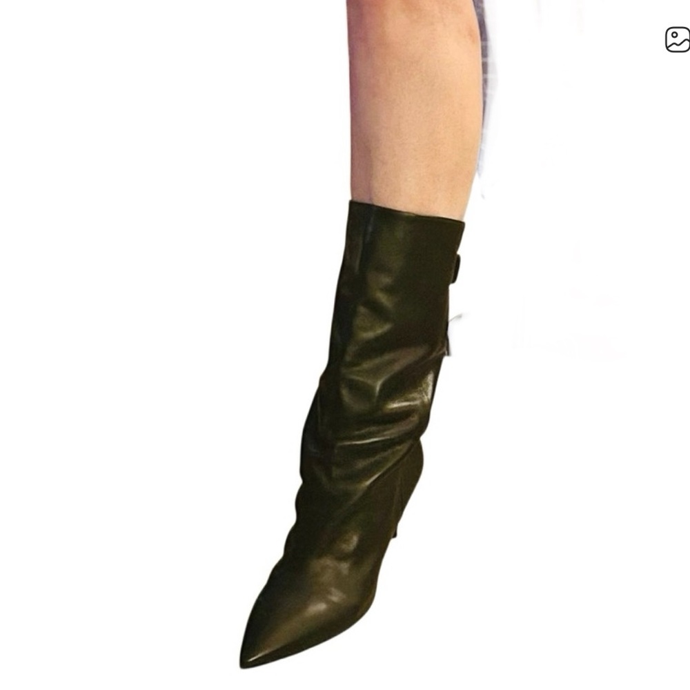 Vince Camuto Sleek Black Leather Heeled Boots - Picture 7 of 11
